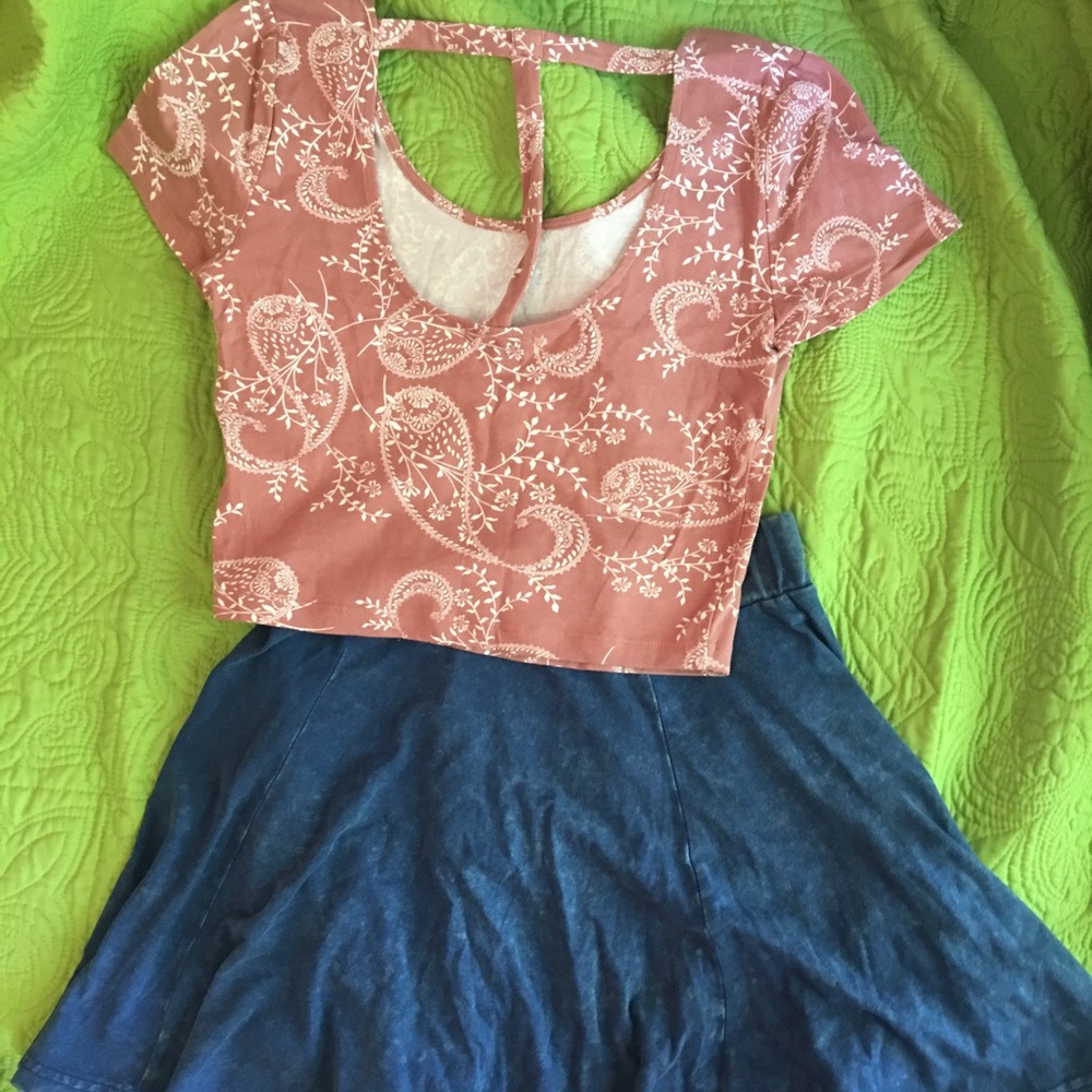 Pink and white crop top